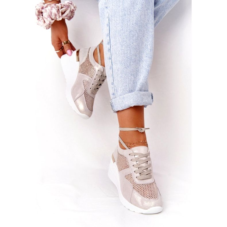 Nahka Wedge lenkkarit Mesh S.Barski Golden beige kultainen 3