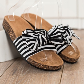 SHELOVET Muodikkaat raidalliset tossut valkoinen musta 2