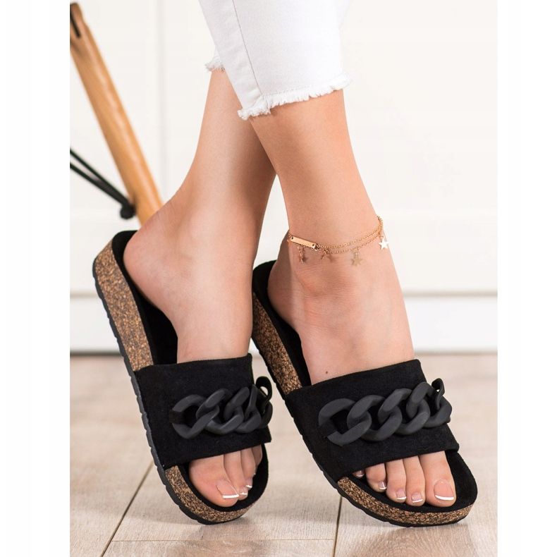 SHELOVET Muodikkaat tossut koristeella musta 1