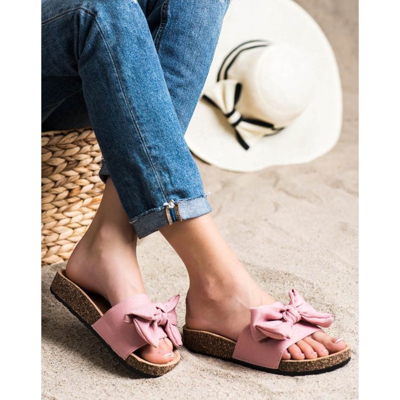 SHELOVET Tossut, joissa on rusetti vaaleanpunainen 1