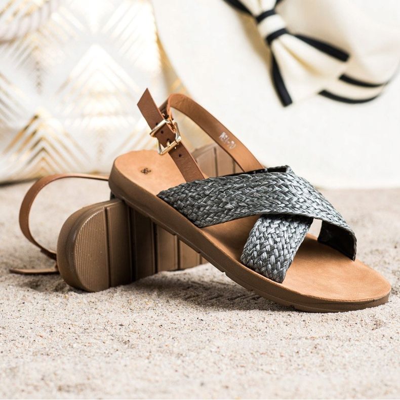 SHELOVET Mukavat punotut sandaalit musta 1 SHELOVET Mukavat punotut sandaalit musta 1