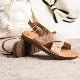 SHELOVET Mukavat punotut sandaalit ruskea oranssi 1