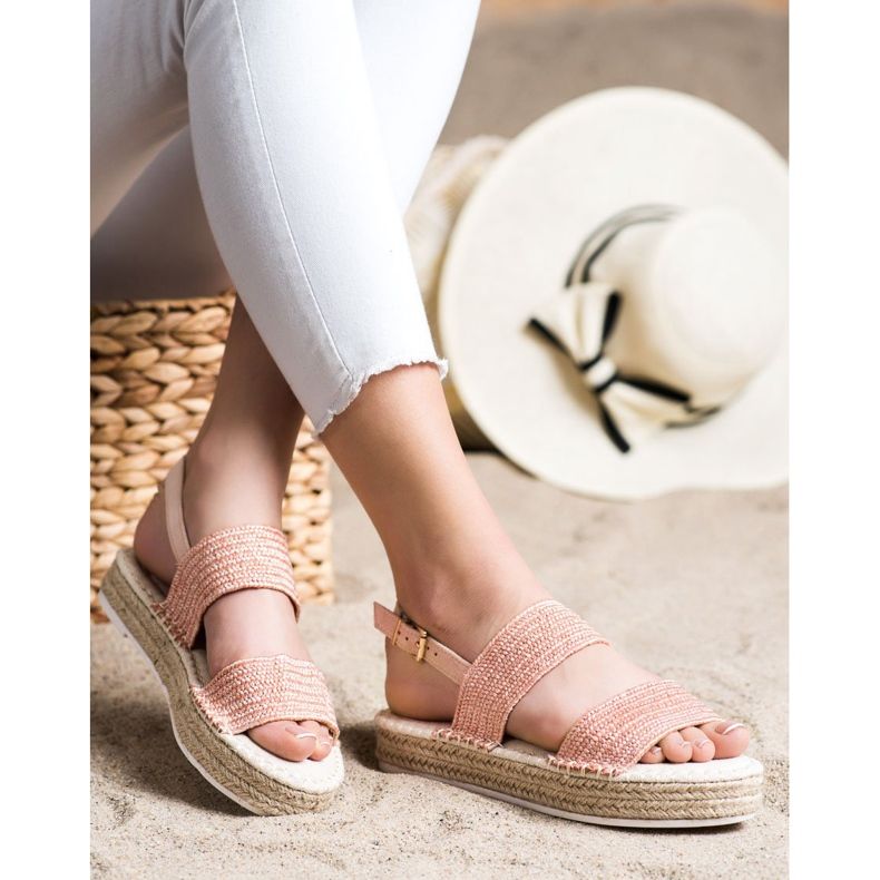 SHELOVET Punotut sandaalit alustalla vaaleanpunainen 2