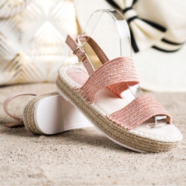 SHELOVET Punotut sandaalit alustalla vaaleanpunainen 1