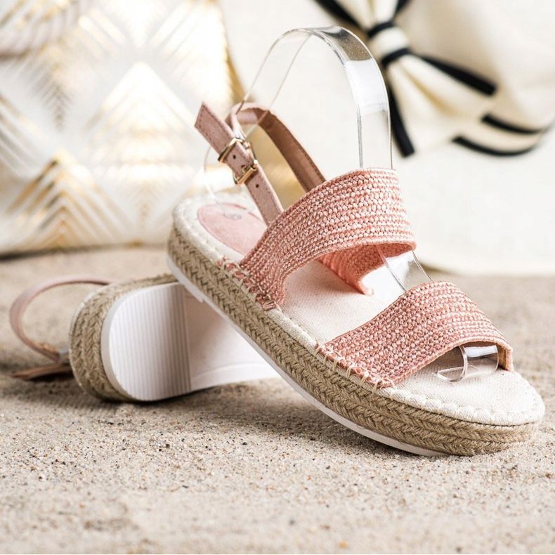 SHELOVET Punotut sandaalit alustalla vaaleanpunainen 1