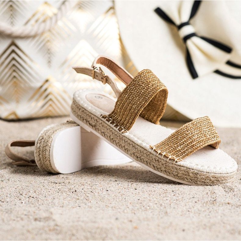 SHELOVET Punotut sandaalit alustalla beige oranssi 1