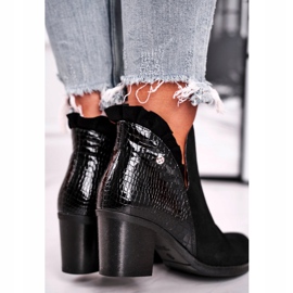 Naisten saappaat kantapäässä, nahkajousi Maciejka musta 04833-01 2