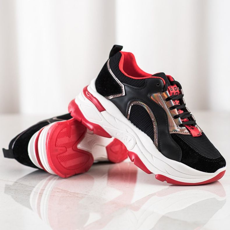 Tennarit FASHION -alustalla musta punainen 1