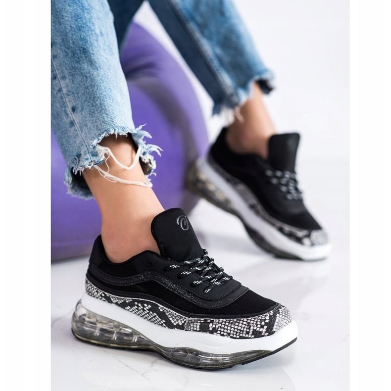 SHELOVET Lenkkarit läpinäkyvällä alustalla valkoinen musta 2