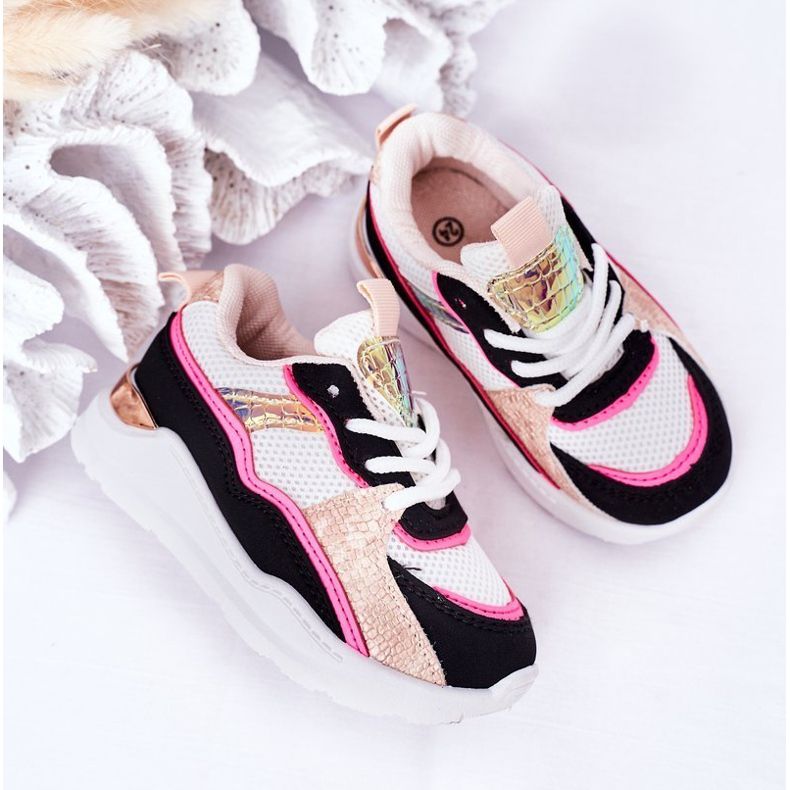 Lasten urheilukengät Tennarit Neon Pink Game Time valkoinen musta vaaleanpunainen 1