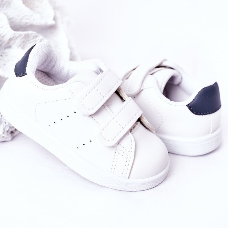 Lasten valkoiset ja tummansiniset Kalifornian lenkkarit tarranauhalla valkoinen 1