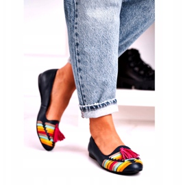 Maciejka-nahkabaleriinit, joissa on hapsut, tummansininen 04016-17 laivastonsininen monivärinen 2