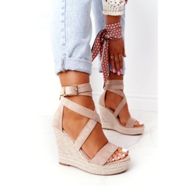 MSMG Beige Lanzarote Wedge sandaalit punoksilla 2