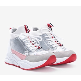 Valkoiset lenkkarit paksulla Cassadi -pohjalla valkoinen hopea monivärinen 1