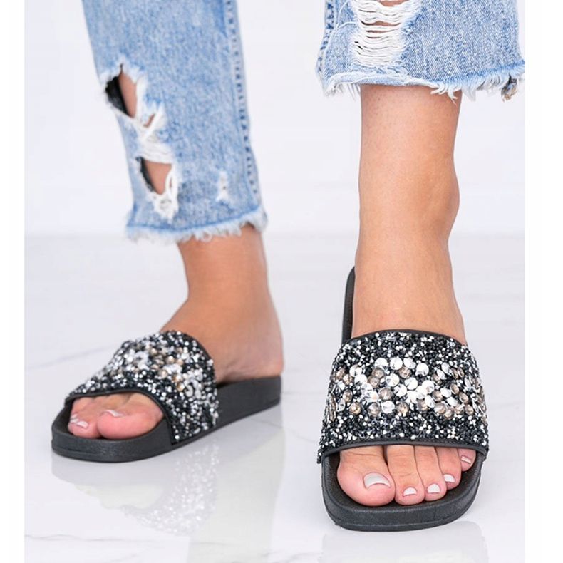 Mustat naisten Bling Bling -tossut 1