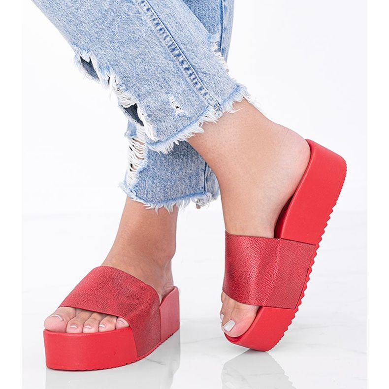 Punaiset varvastossut paksulla Crysta-pohjalla punainen 1