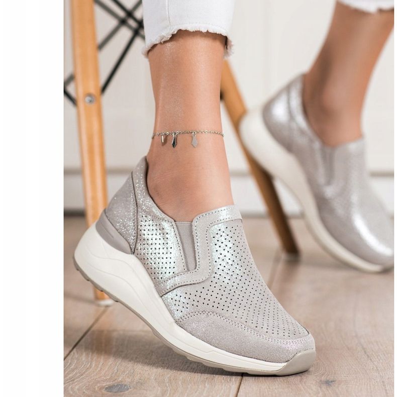 Goodin Nahkatossut glitterillä beige 2