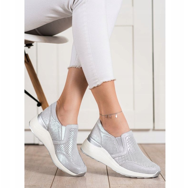 Goodin Nahkatossut glitterillä harmaa 2