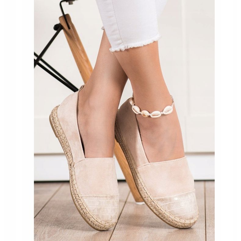 Bestelle Beige mokkanahkaiset espadrillit 1