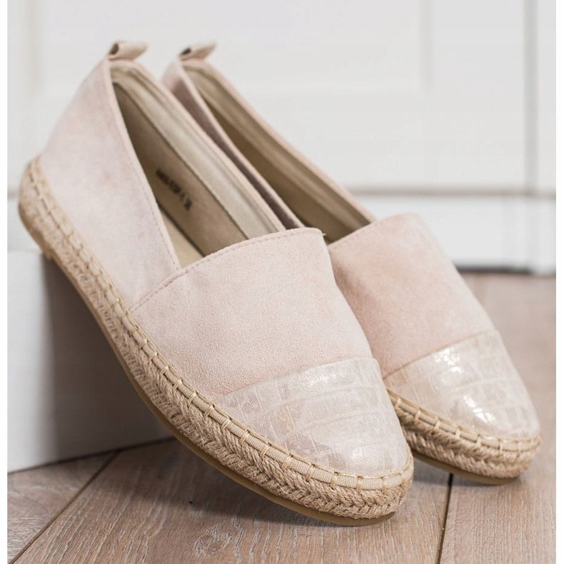 Bestelle Beige mokkanahkaiset espadrillit 2