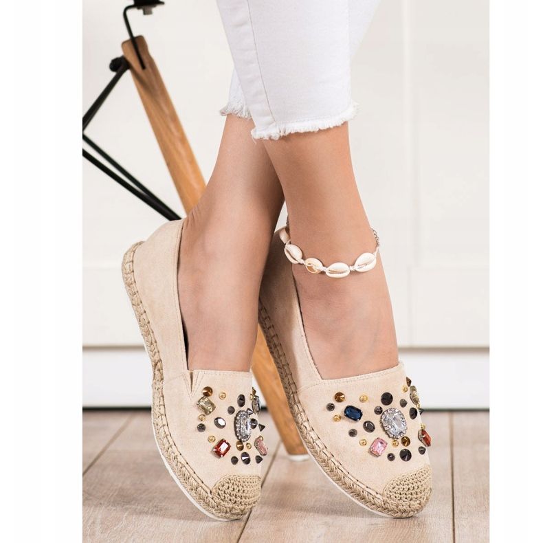 Gogo Espadrillot kristallien kanssa beige 1