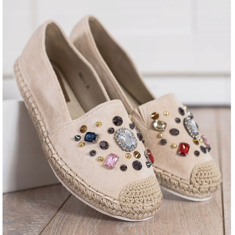 Gogo Espadrillot kristallien kanssa beige 2