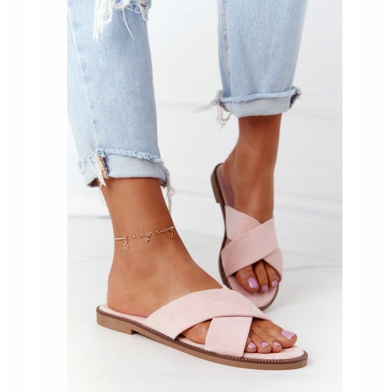 Naisten Velour vaaleanpunaiset tossut Edesa vaaleanpunainen 2