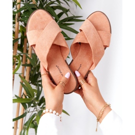 Naisten Edesa Peach Velour -tossut oranssi 1