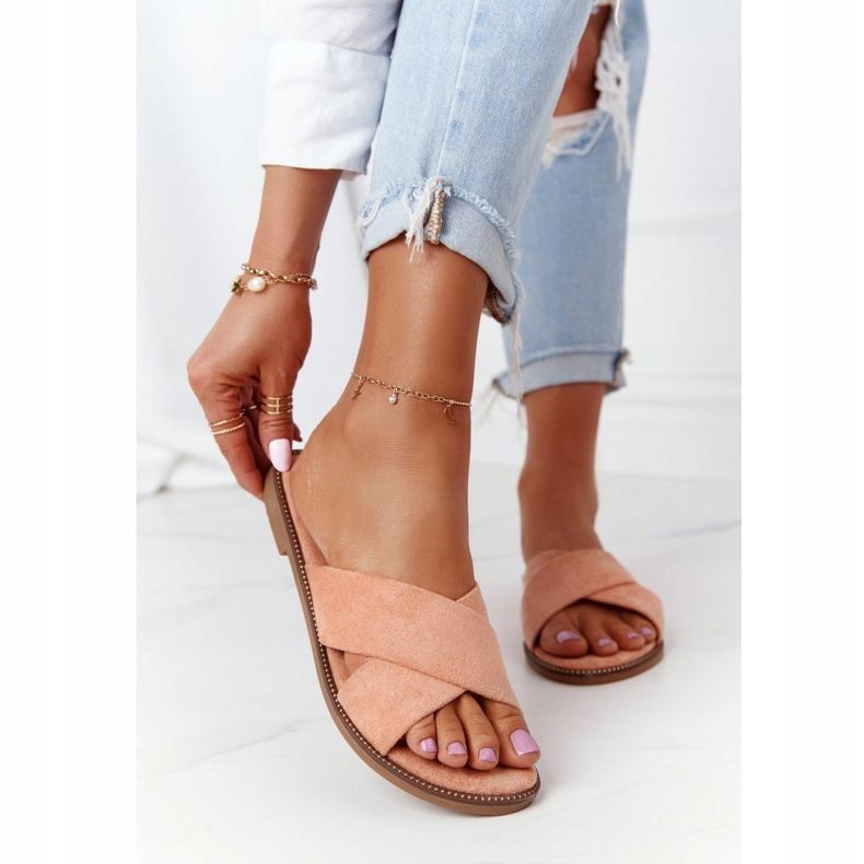 Naisten Edesa Peach Velour -tossut oranssi 2