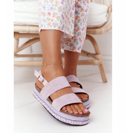 Mokkanahkaiset sandaalit violetilla Olympia -alustalla violetti 2