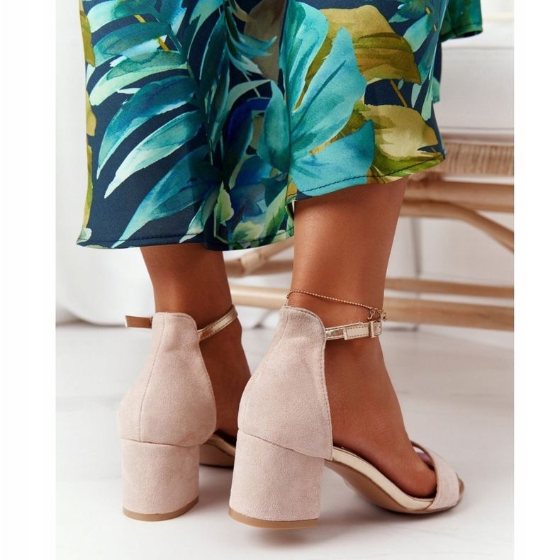 Mokka korkeakorkoiset sandaalit Beige Janet 1