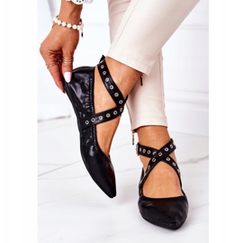 Taitellut nahkaiset Lu Boo -baleriinit musta 2