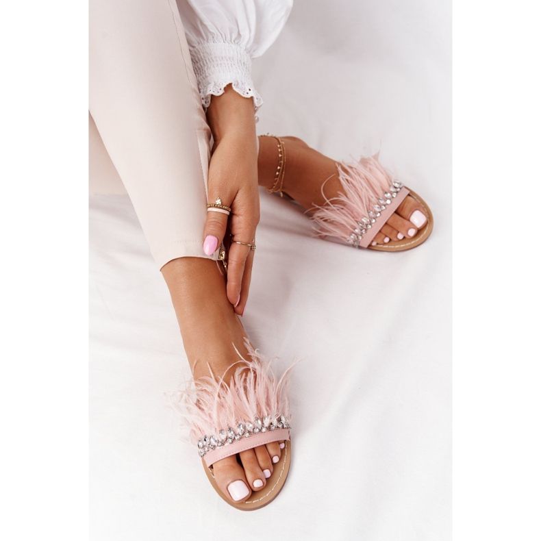 Tossut höyhenillä Lu Boo Pink vaaleanpunainen 1