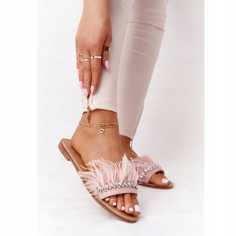 Tossut höyhenillä Lu Boo Pink vaaleanpunainen 2