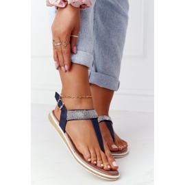 S.Barski Sandaalit varvassandaalit With zirconias S. Barski 701-12 tummansininen ruskea laivastonsininen 1