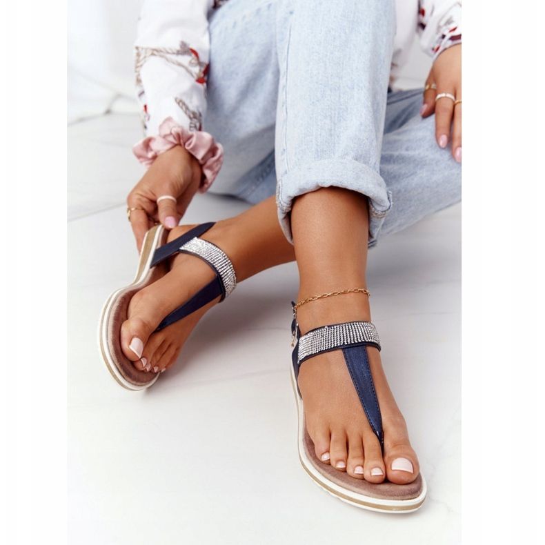 S.Barski Sandaalit varvassandaalit With zirconias S. Barski 701-12 tummansininen ruskea laivastonsininen 2