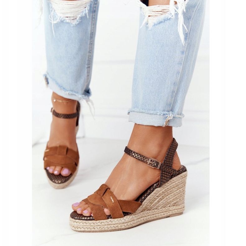 Nahkaiset Wedge -sandaalit Big Star HH274377 Ruskea 2