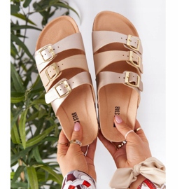 Nahkaprofiilitossut Big Star HH274585 Beige ja kulta kultainen 1