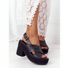 Big Star Mustat sandaalit korkokengillä, jossa punos iso tähti HH274387 2