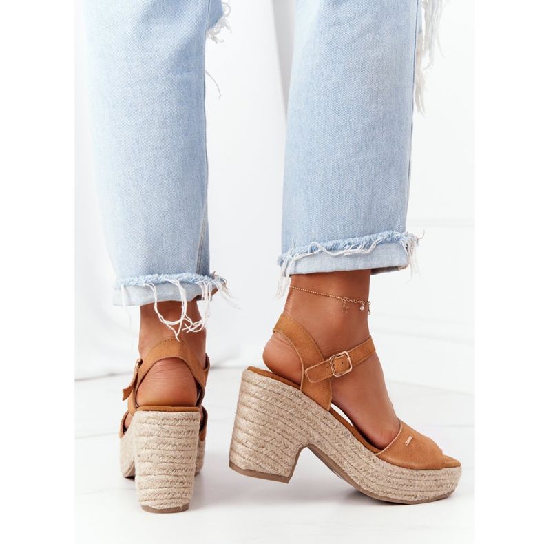 Big Star Sandaalit korkealla kantapäällä punotulla suurella tähdellä HH274394 Kameli ruskea 2