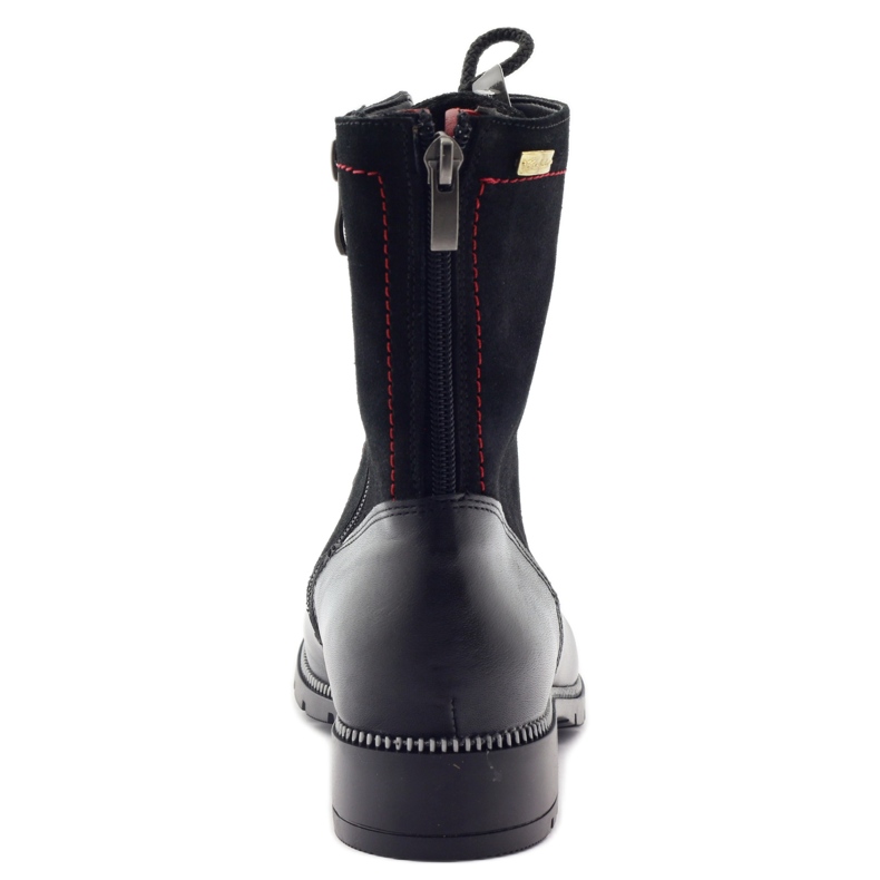 Nahkakengät naisille Kazkobut 2809 mustat saappaat punainen 3