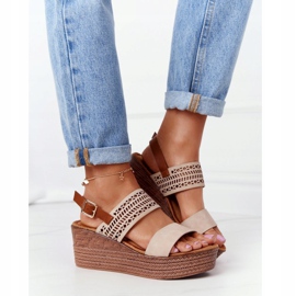 Openwork Wedge Sandaalit S.Barski GD-47 Beige 1