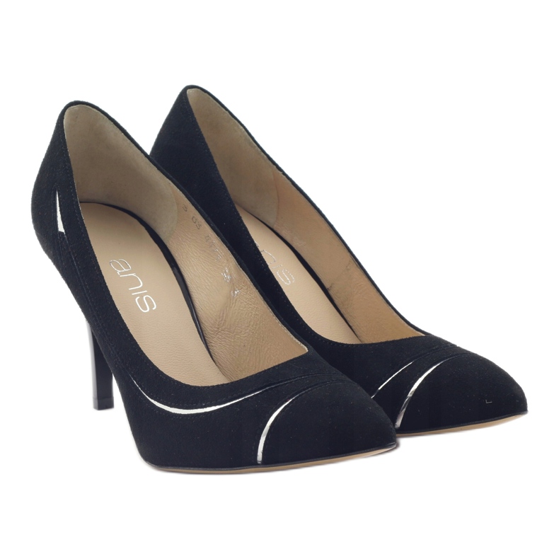 Avokkaat naisten stilettot Anis 4474 musta hopea 4