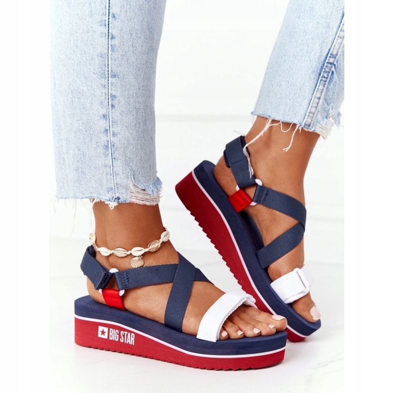 Foam Wedge Sandaalit Big Star HH274A084 Navy Blue punainen tummansininen 1