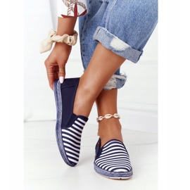 Naisten espadrillit Big Star HH276002 Navy Blue-White valkoinen tummansininen 2