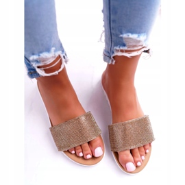 Lu Boo Naisten kullanväriset paljaat tossut kultainen 3