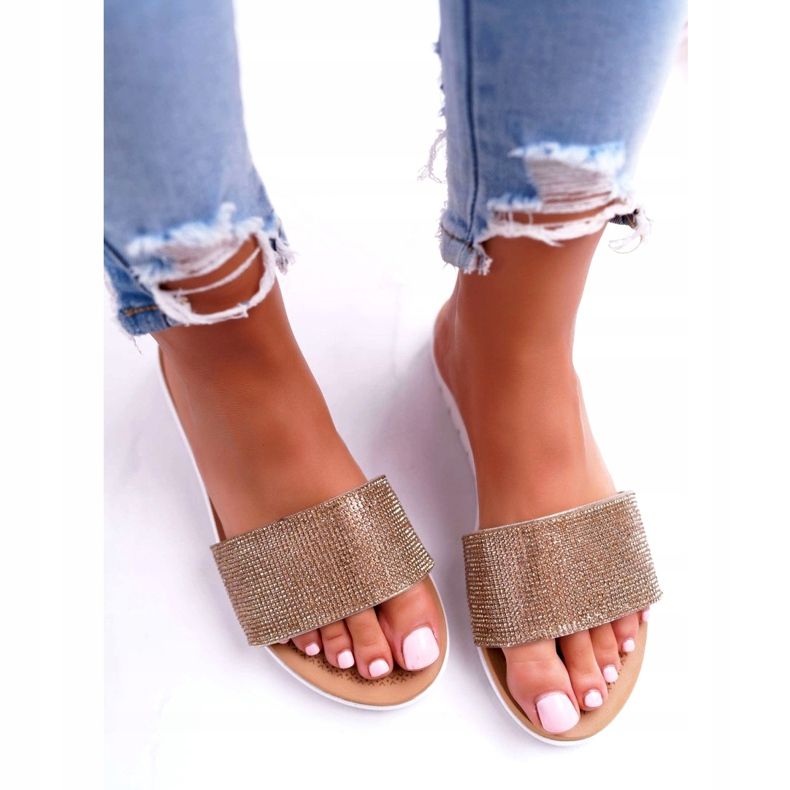 Lu Boo Naisten kullanväriset paljaat tossut kultainen 3