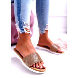 Lu Boo Naisten kullanväriset paljaat tossut kultainen 2