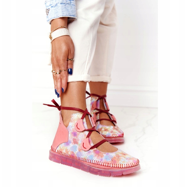 Naisten nahkakengät Maciejka Pink 04457-15 sininen oranssi vaaleanpunainen vihreä keltainen 1