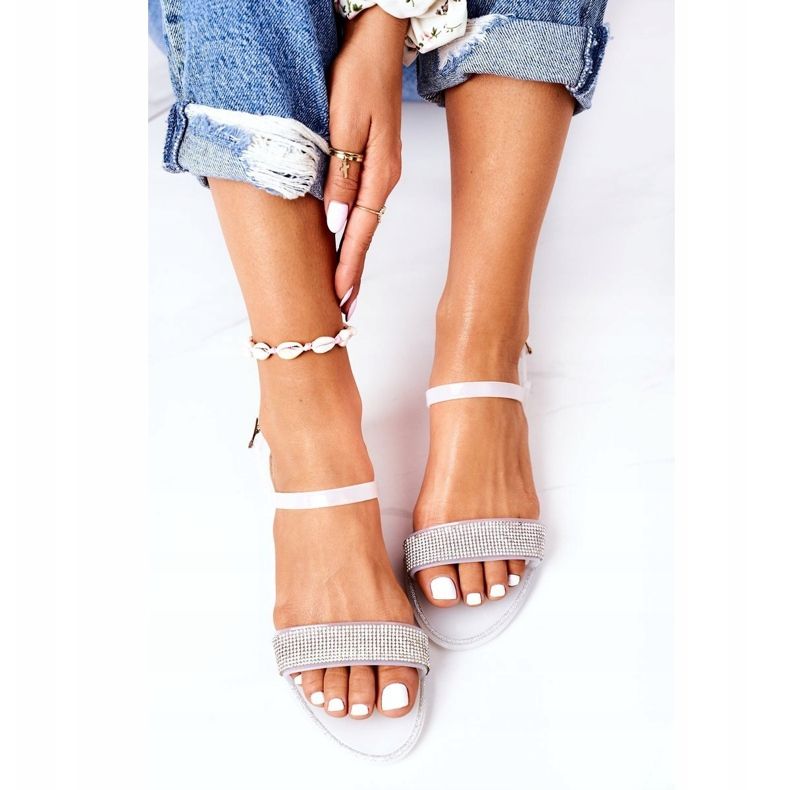 LU BOO Kumiset sandaalit glitterillä White Beach Time valkoinen 1